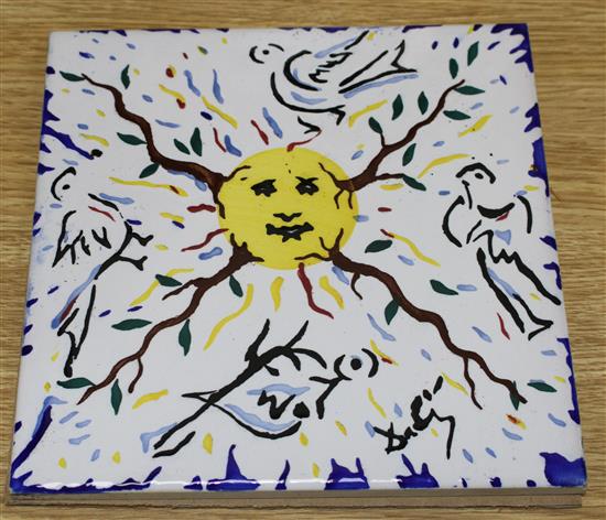 Salvador Dali, a set of six limited edition tiles, made by Mikana 1954, box number 591/750, 20 x 20cm